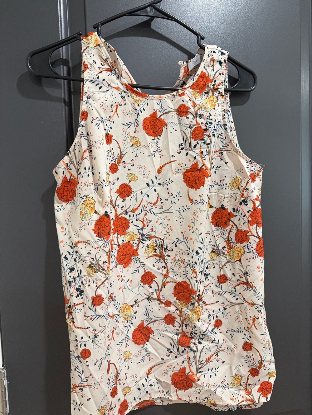 Dalia Floral Sleeveless Tank - Cream with Orange & Yellow Blooms